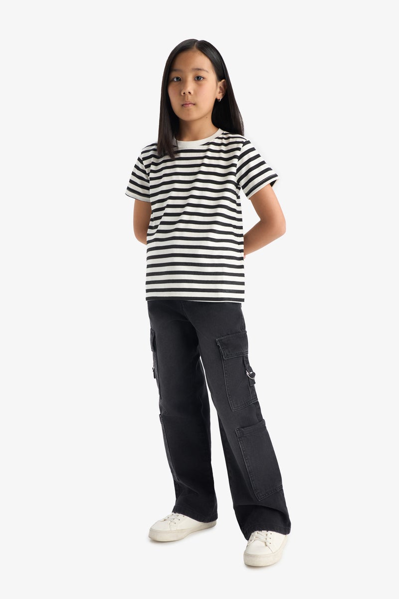 DeFacto Green Girl Girl Relax Fit Crew Neck 3 Piece Short Sleeve T-Shirt Casual - Image 3